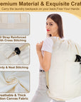 Laundry Bag Backpack, Canvas Laundry Bag with Straps & Large Front Pocket HRS13