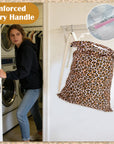 Canvas Laundry Bag with shoulder Strap 24"W x 29"H, Large Drawstring Dirty Clothes Bag Washable Laundry Sack for College Dorm, Travel, Home, Camp HRS19 (Leopard)
