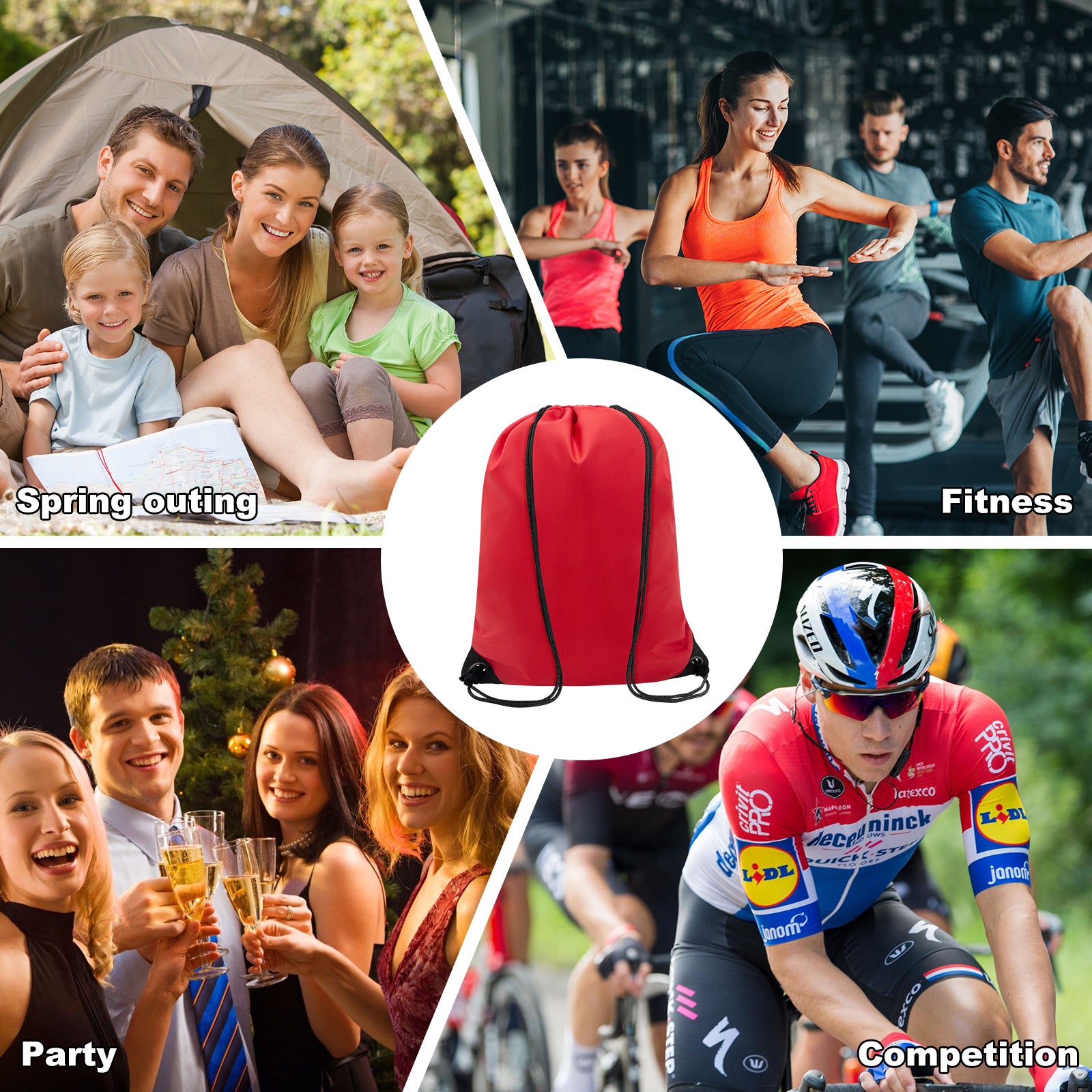 2PCS Drawstring Bags Bulk, String Backpack Red HRS10