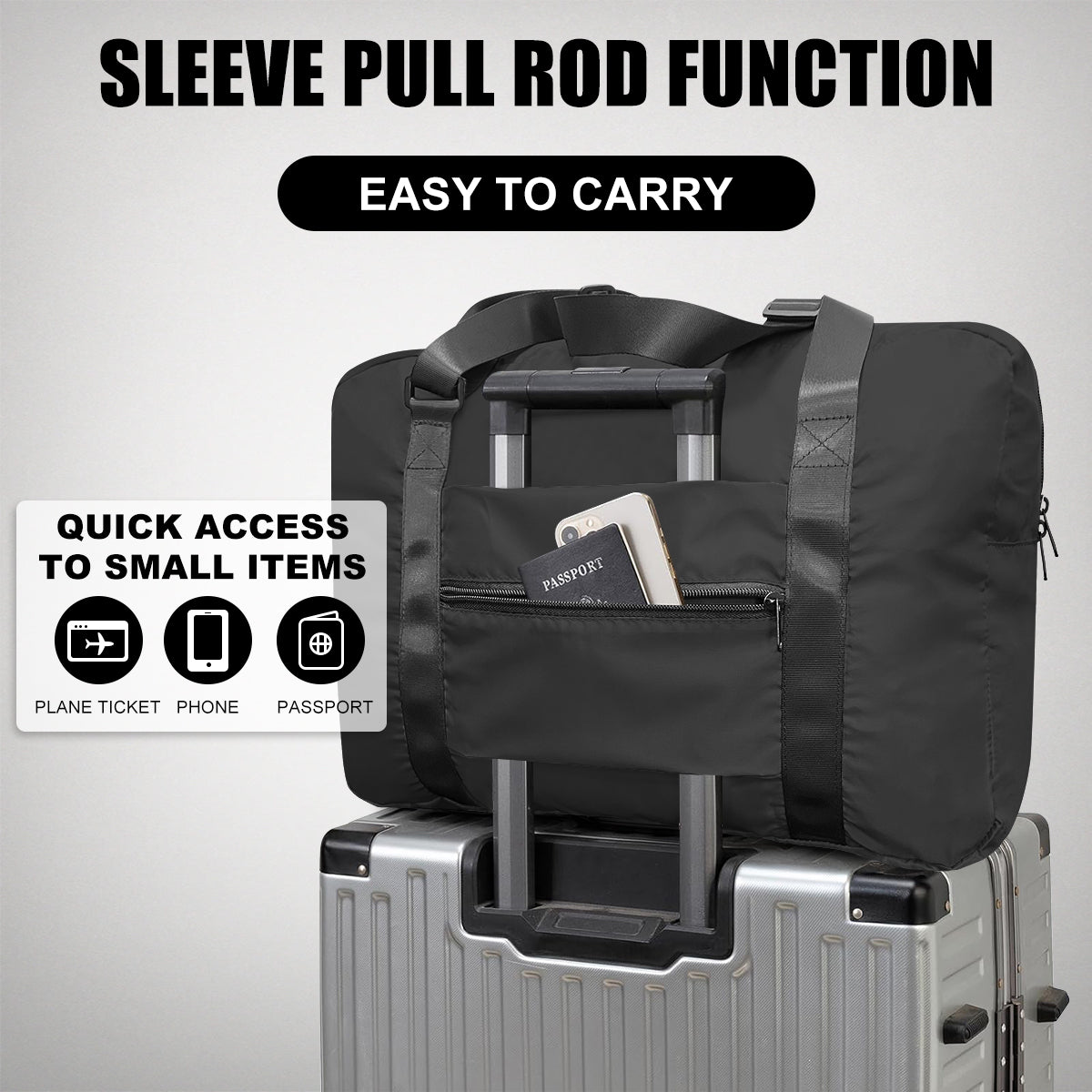 Foldable Travel Duffel Bag For Women & Men gym bag Luggage HLC403 (black)