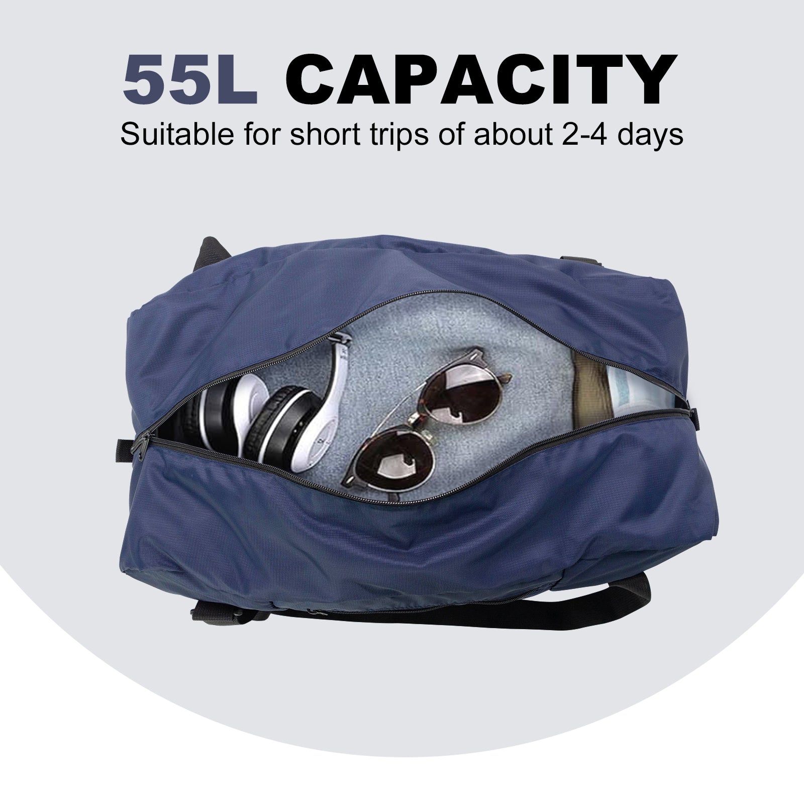 HOLYLUCK Foldable Travel Duffel Bag For Women & Men Luggage Great for Gym - large navy blue HLC408