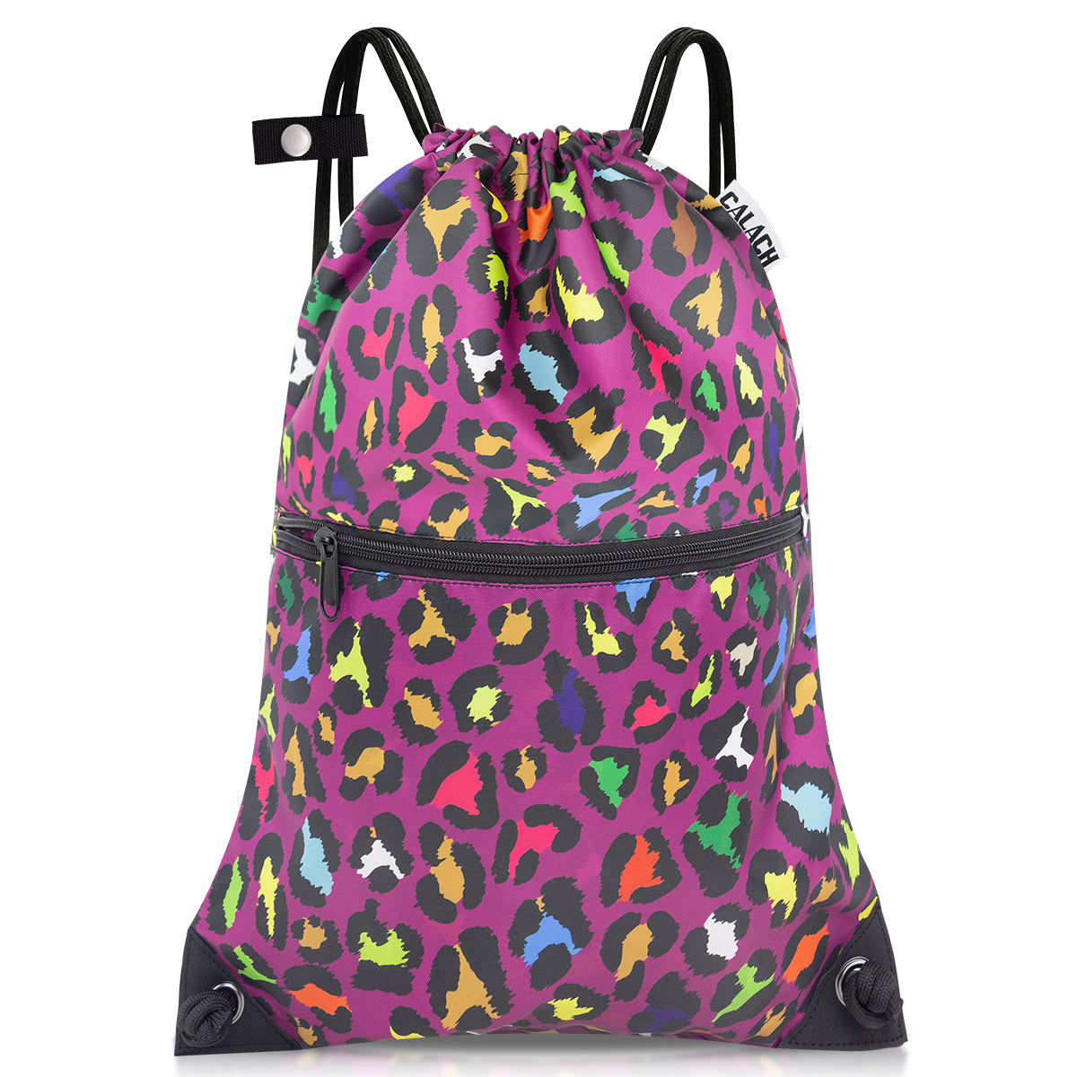 Drawstring Backpack Sports Gym Bag With Multi Pockets Leopard print