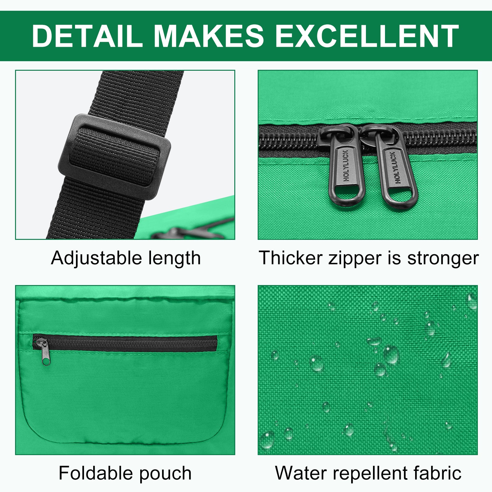 HOLYLUCK Foldable Travel Duffel Bag For Women & Men Luggage - Kelly green HLC008