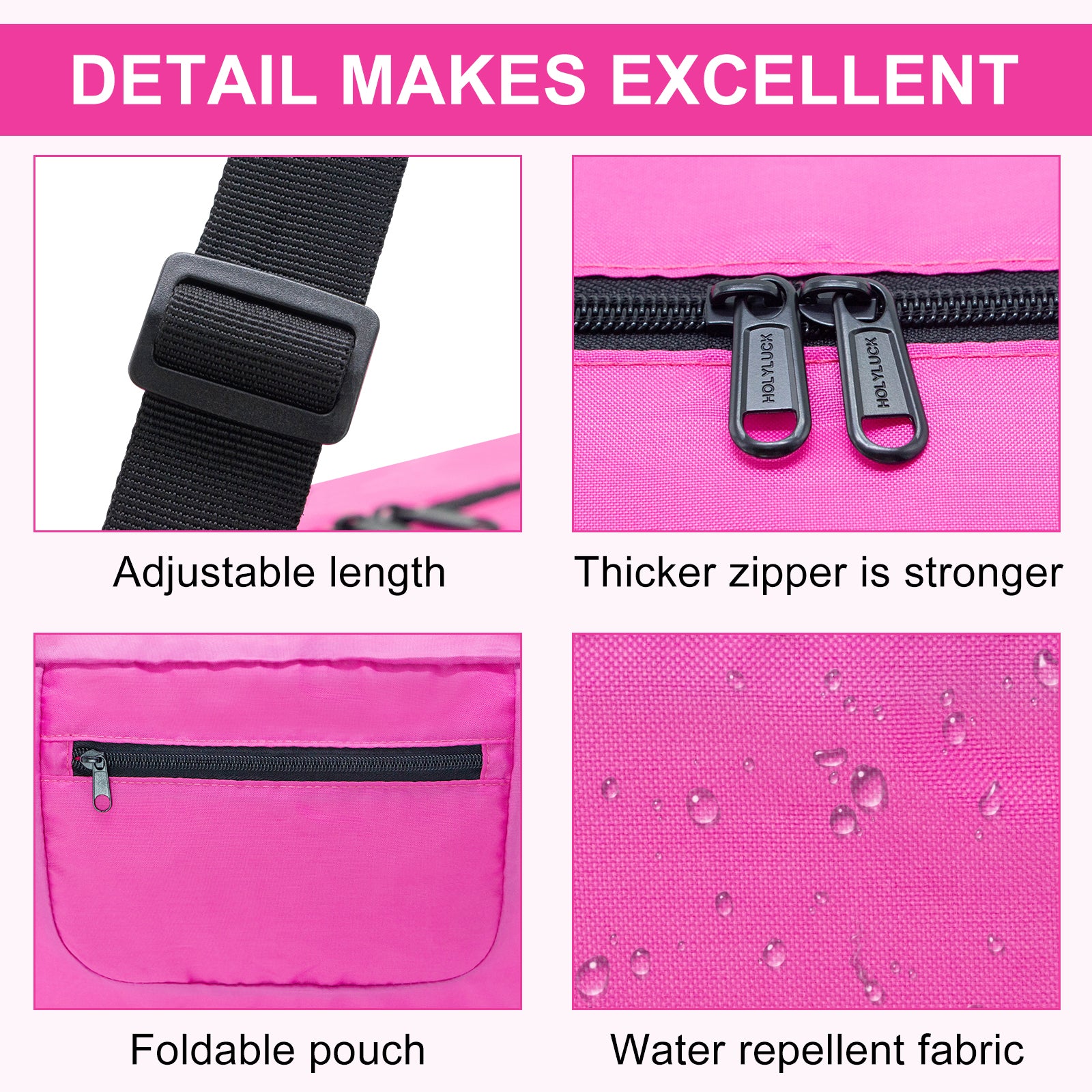 Foldable Travel Duffel Bag For Women & Men Luggage Great for Gym - pink HLC008