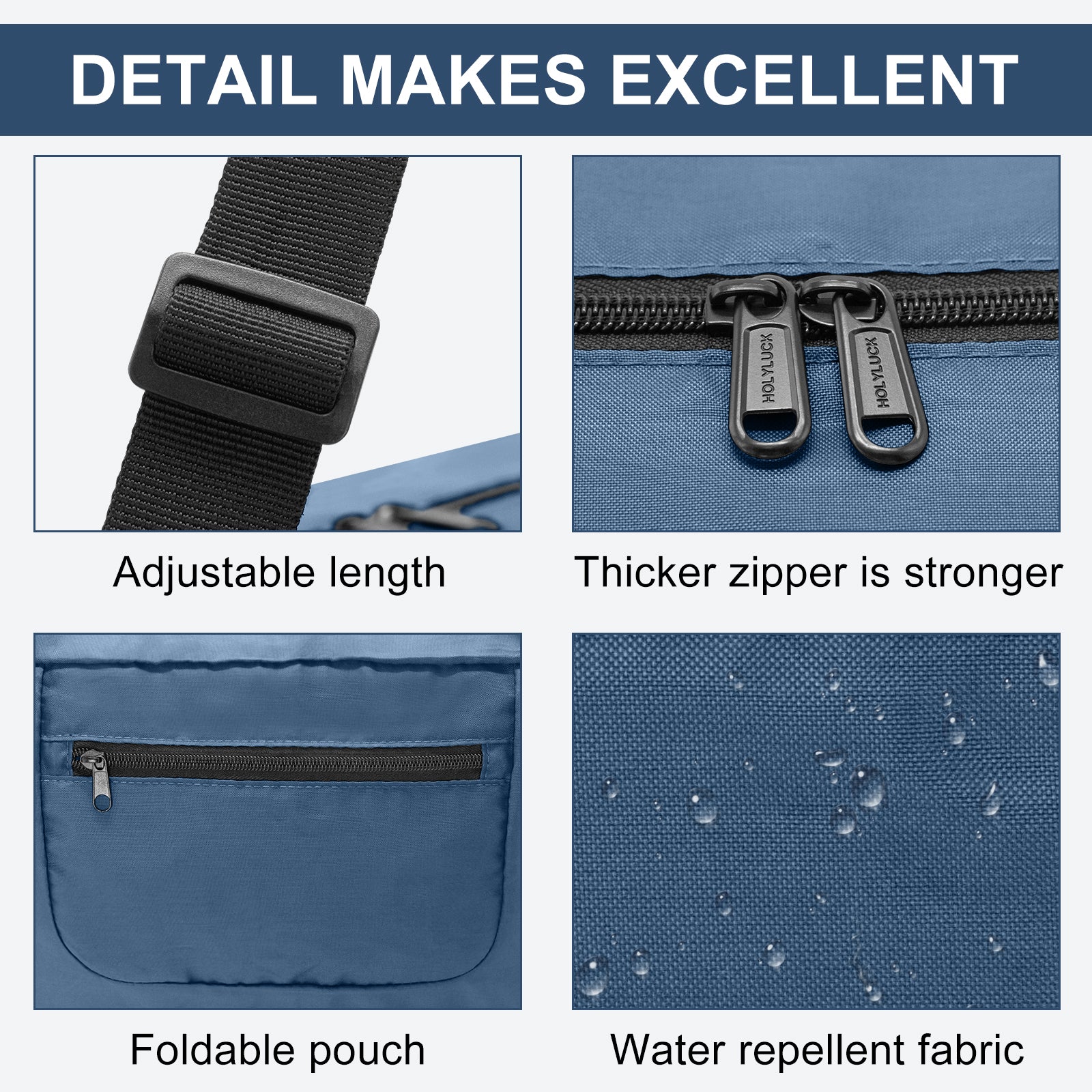HOLYLUCK Foldable Travel Duffel Bag For Women & Men Luggage Great for Gym - Airforce blue HLC008