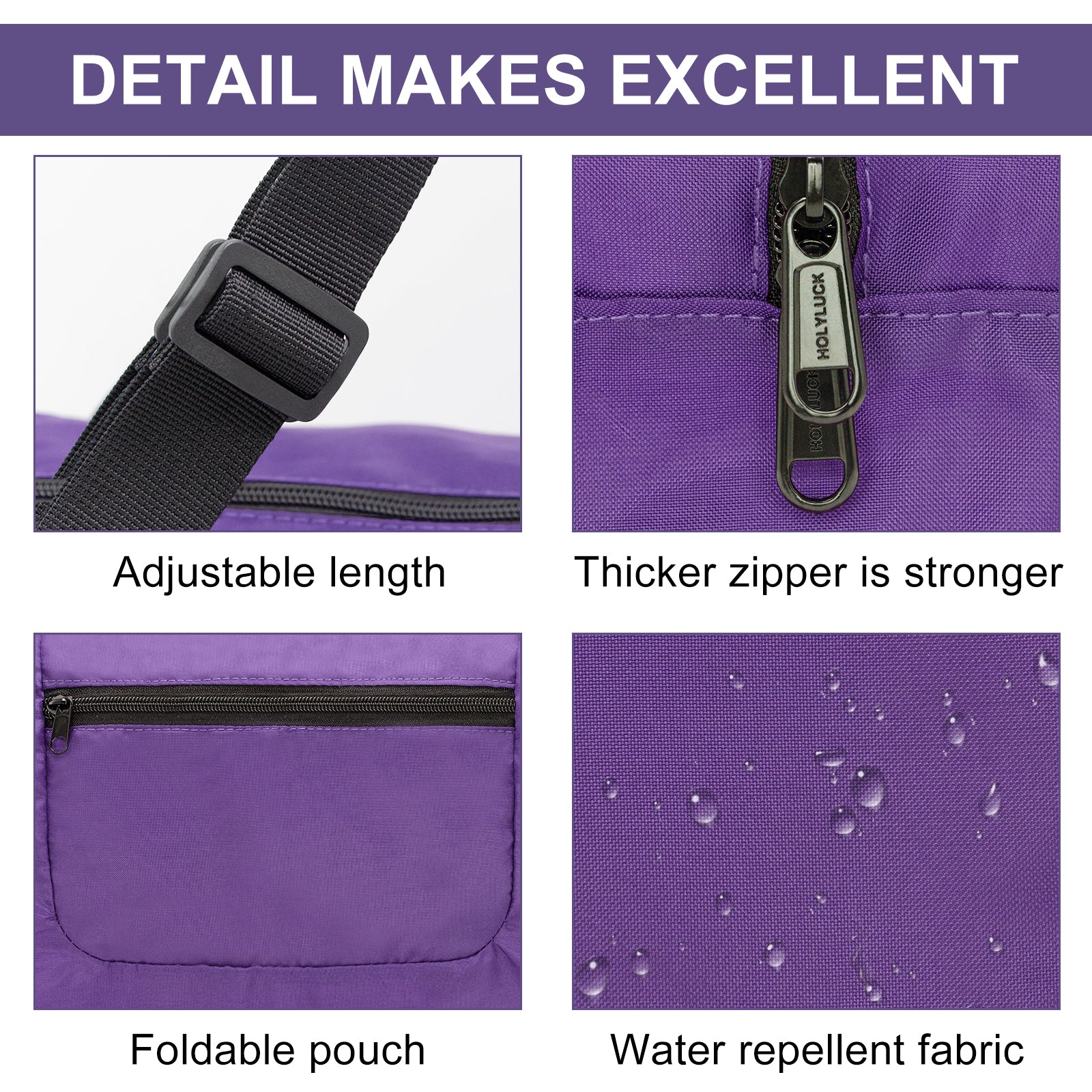 Foldable Travel Duffel Bag For Women & Men Luggage Great for Gym (Purple) HLC008
