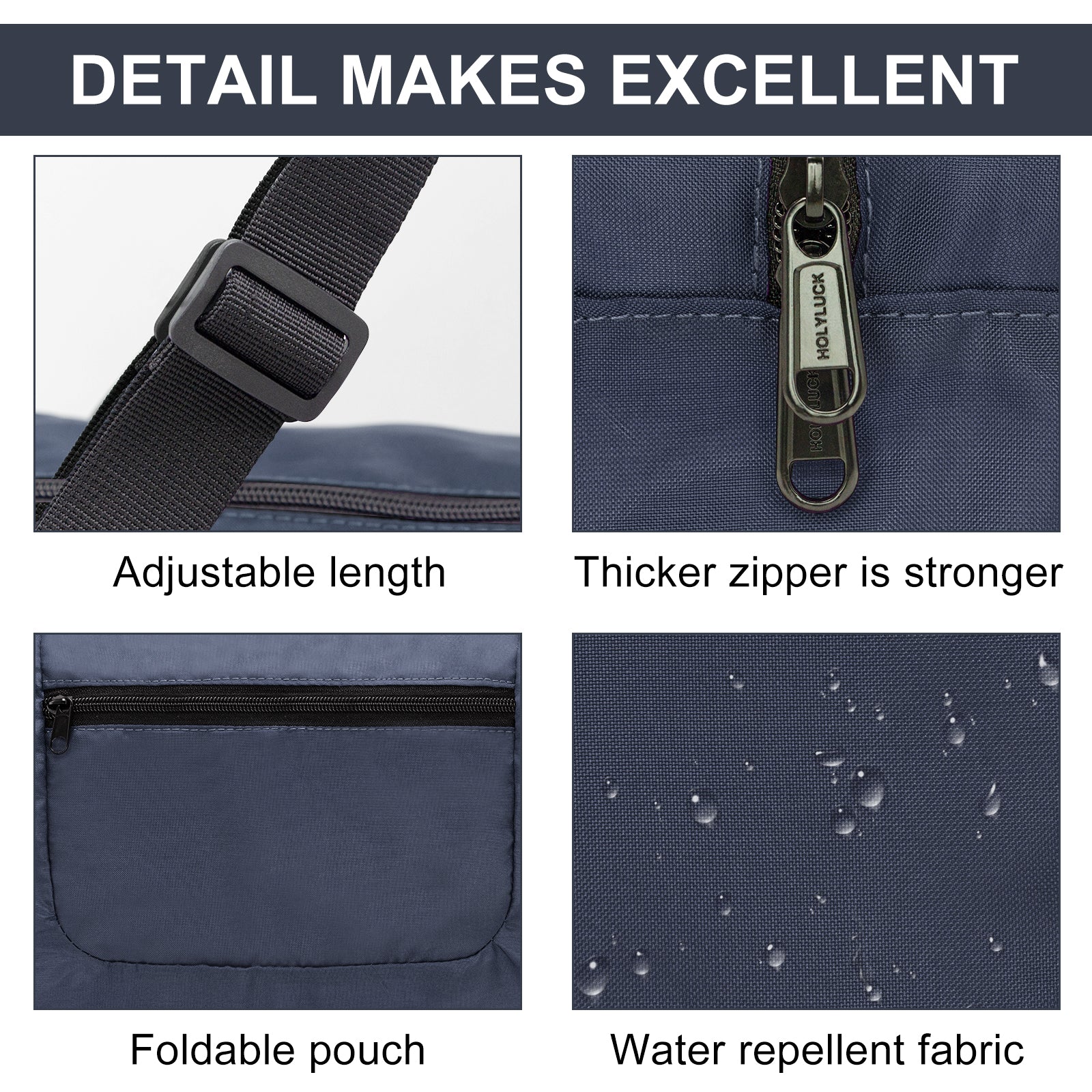 Foldable Travel Duffel Bag For Women & Men Luggage Great for Gym (Navy Blue) HLC008