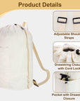 Laundry Bag Backpack, Canvas Laundry Bag with Straps & Large Front Pocket HRS13