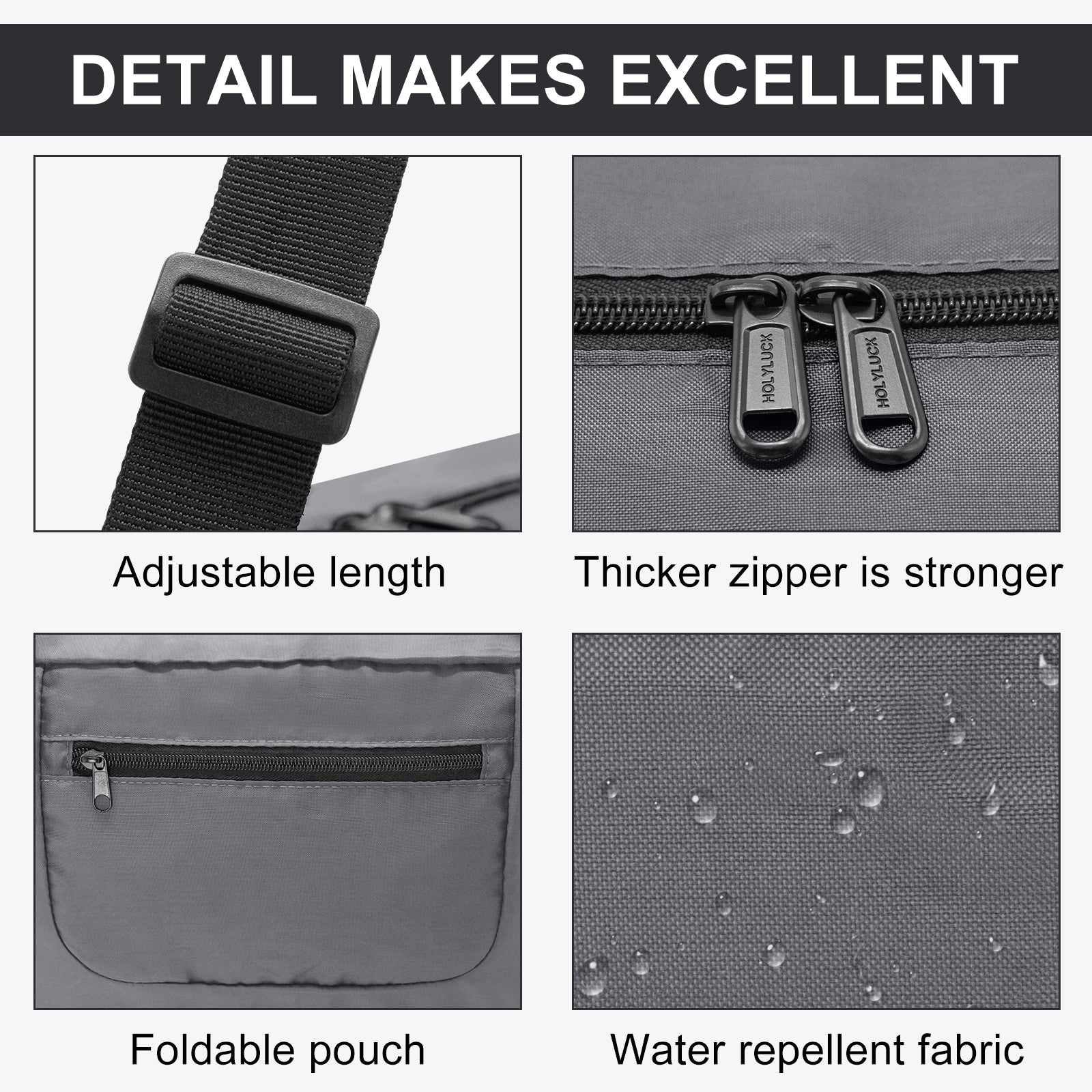 HOLYLUCK Foldable Travel Duffel Bag For Women & Men Luggage -Dark grey HLC008