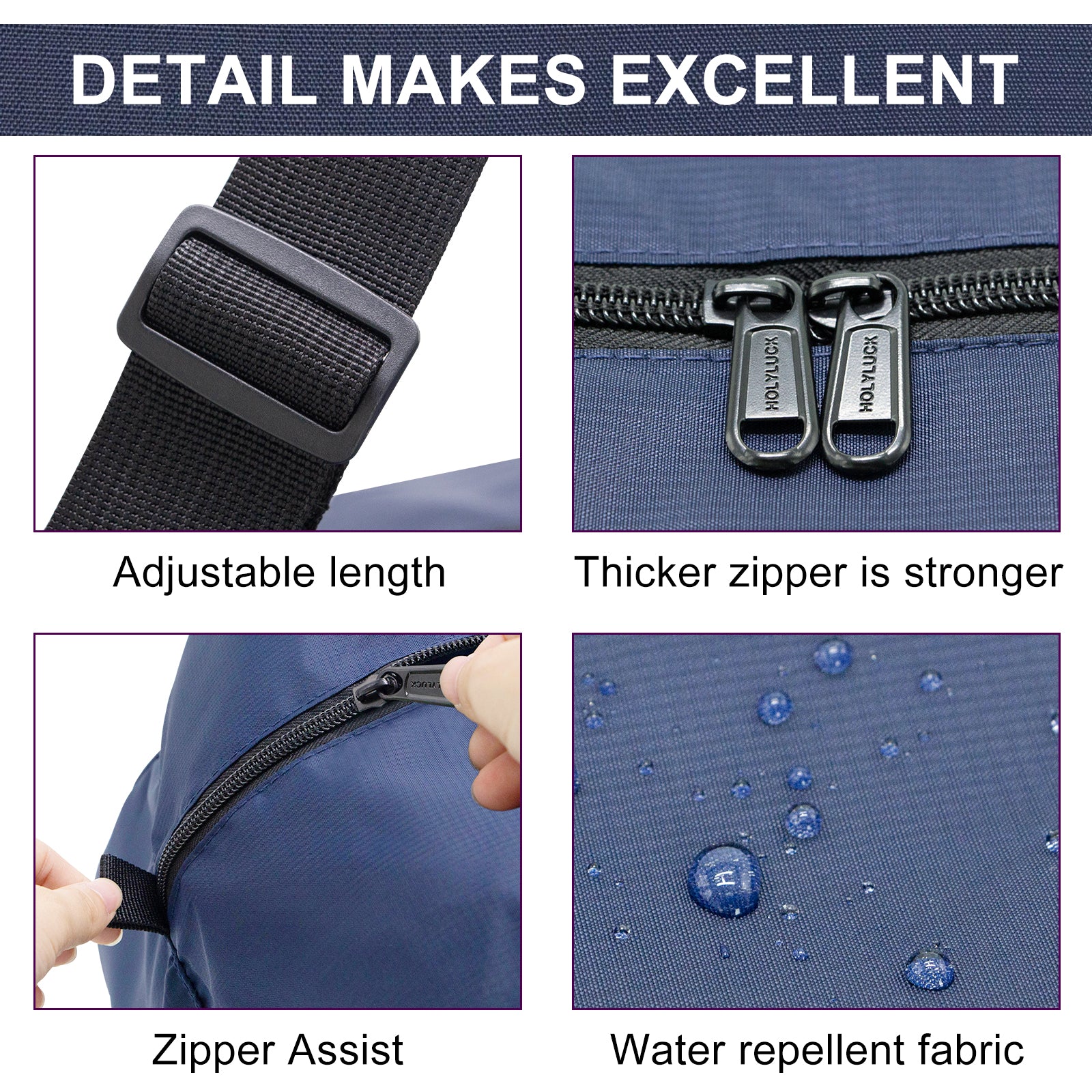 HOLYLUCK Foldable Travel Duffel Bag For Women & Men Luggage Great for Gym - large navy blue HLC408