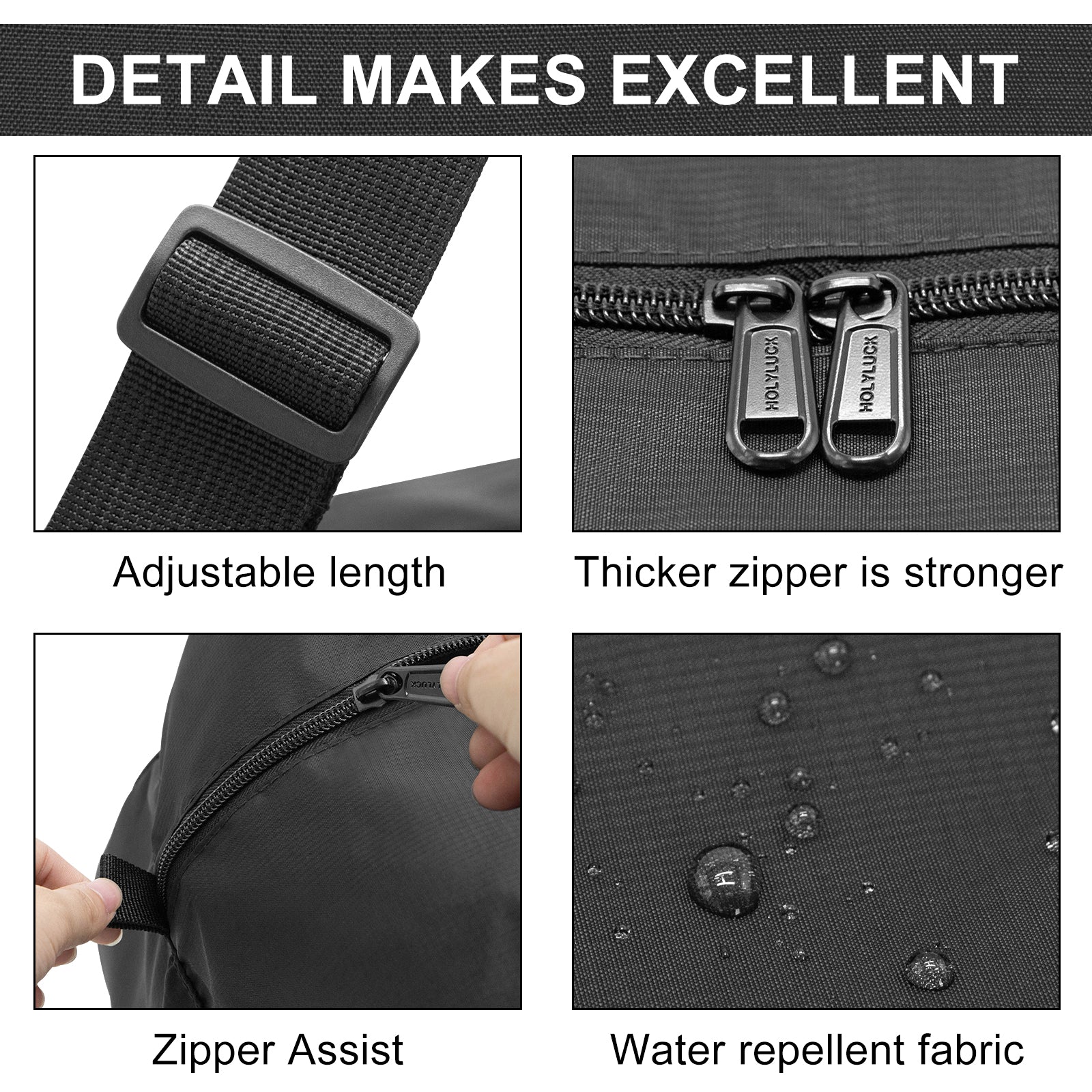 HOLYLUCK Foldable Travel Duffel Bag For Women & Men Luggage Great for Gym - large black HLC408