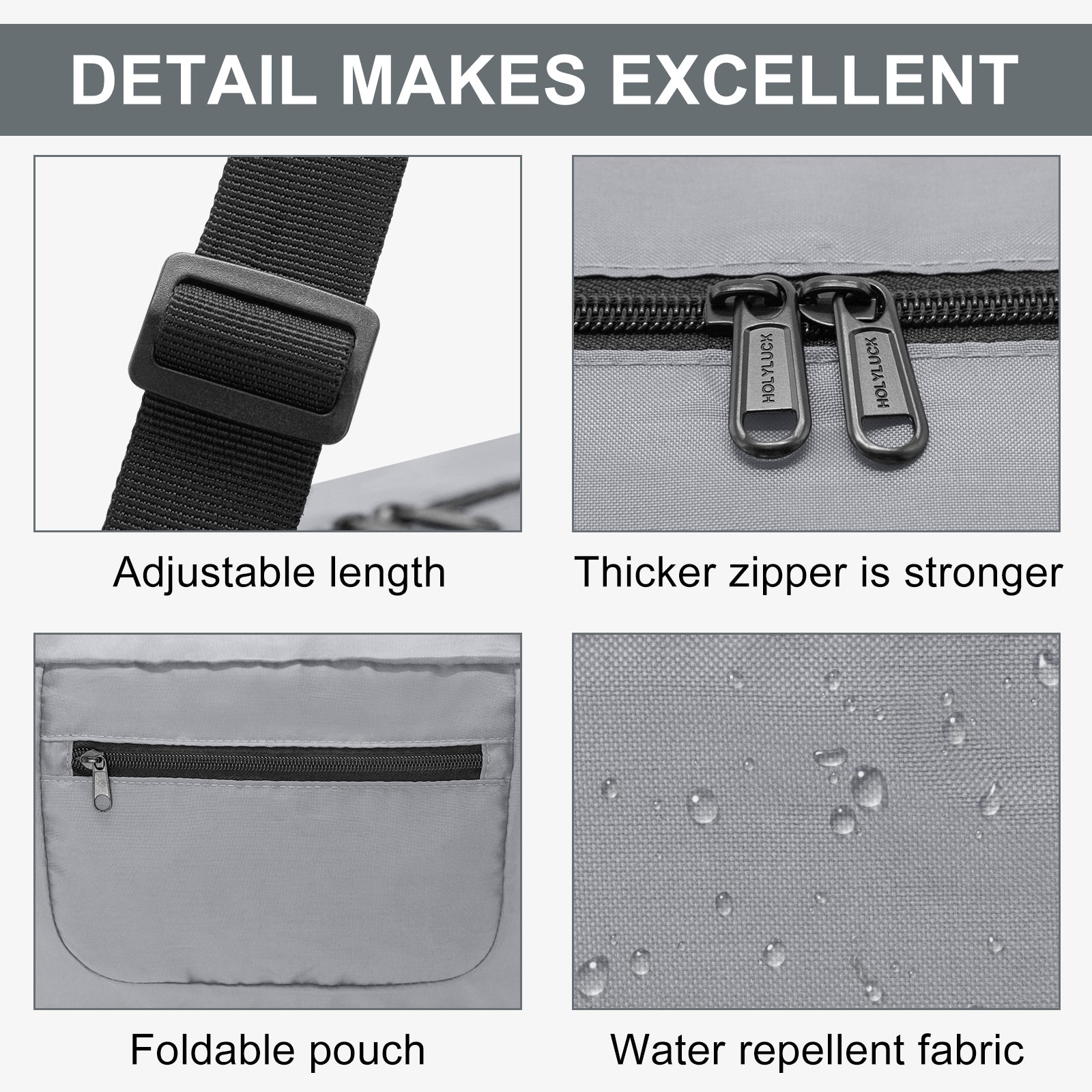 HOLYLUCK Foldable Travel Duffel Bag For Women & Men Luggage - Light grey HLC008