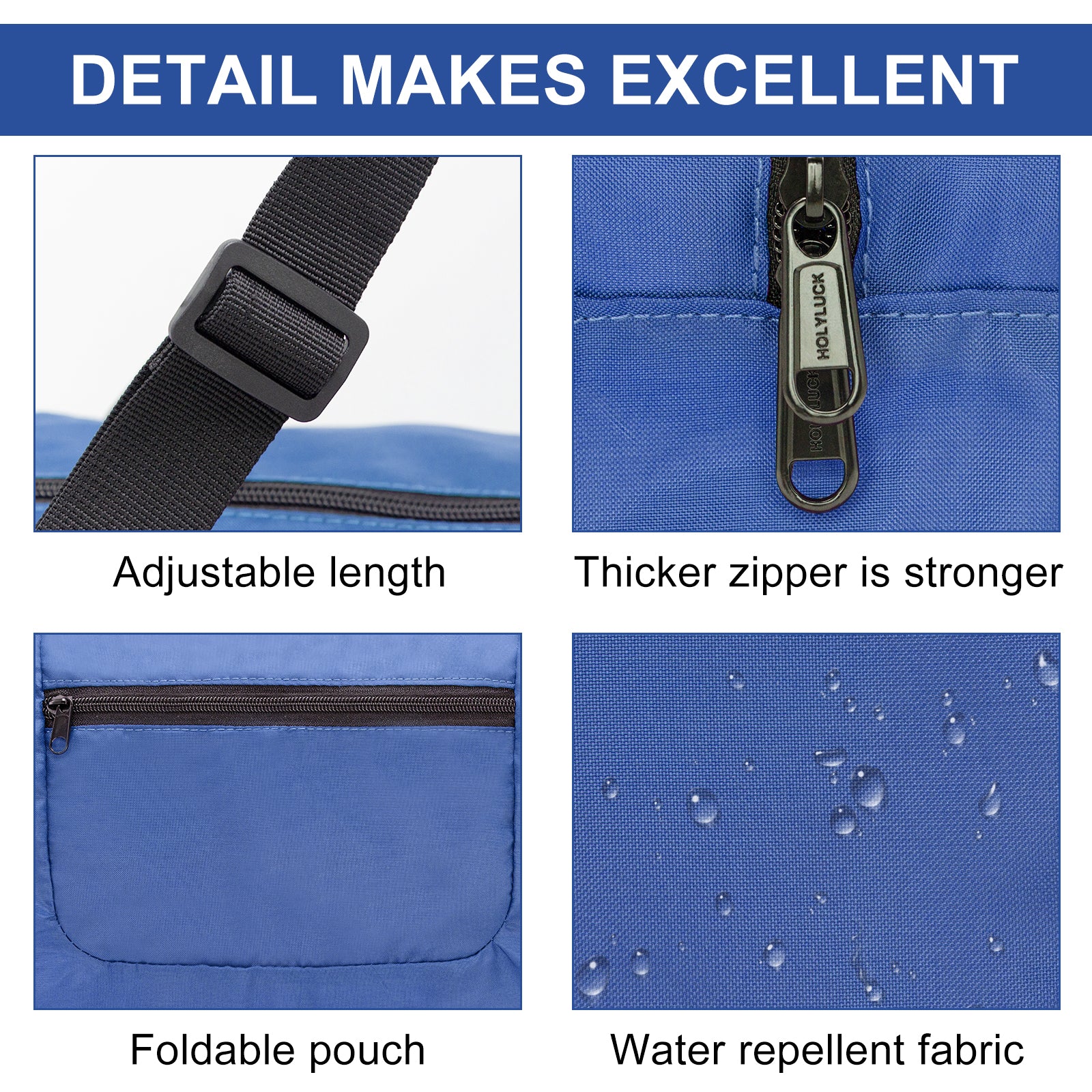 Foldable Travel Duffel Bag For Women & Men Luggage Great for Gym (Blue) HLC008