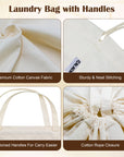2pcs Canvas Laundry Bags with Handles & Drawstring HRS11