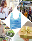 Reusable Grocery Bags Foldable Shoping Bags with Handles, 5 Pack Tote Bags Bulk Nylon Bags, Waterproof & Lightweight