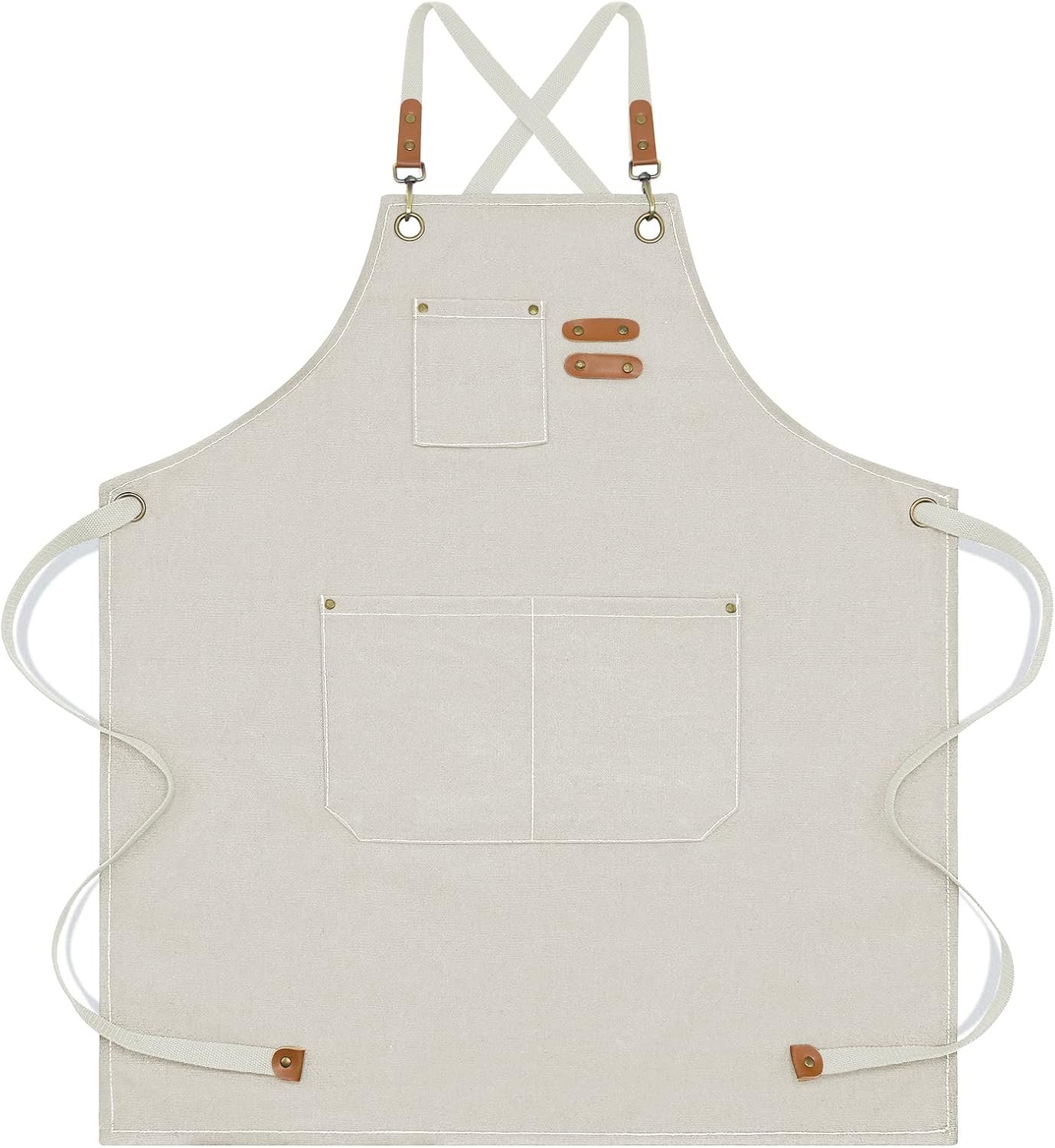 Kitchen Chef Apron 6 Pockets Beige HLC062