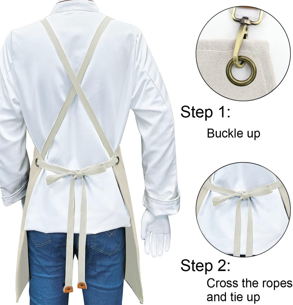 Kitchen Chef Apron 6 Pockets Beige HLC062