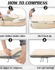 2 Set Compression Bags Travel Cubes for Packing Suitcase Organizer Bags Set Beige HRS06