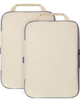 2 Set Compression Bags Travel Cubes for Packing Suitcase Organizer Bags Set Beige HRS06
