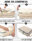 2 Set Extra Large Compression Packing Cubes for Travel Beige HRS07