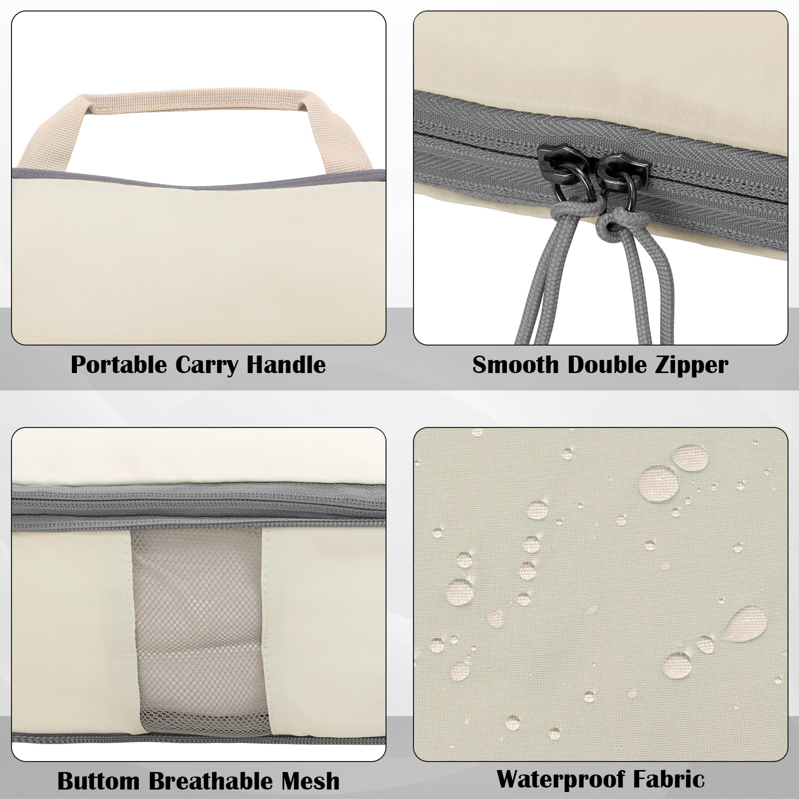 2 Set Compression Bags Travel Cubes for Packing Suitcase Organizer Bags Set Beige HRS06