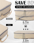 2 Set Extra Large Compression Packing Cubes for Travel Beige HRS07