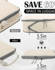 2 Set Compression Bags Travel Cubes for Packing Suitcase Organizer Bags Set Beige HRS06