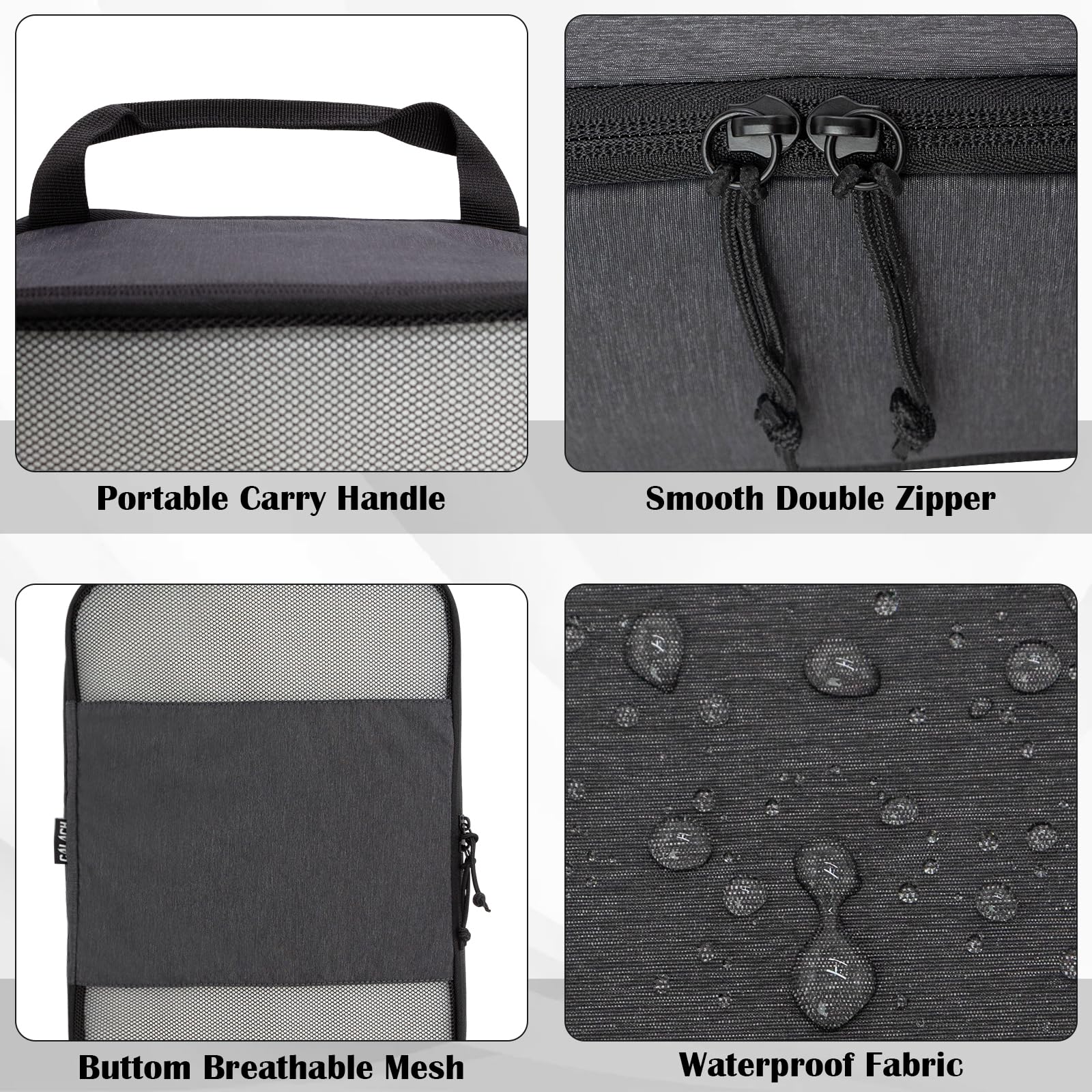 2 Set Expandable Compression Bags for Travel Packing Cubes for Suitcase Luggage Black Mesh HRS14