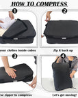 2 Set Compression Bags Travel Cubes for Packing Suitcase Organizer Bags Set Black HRS06