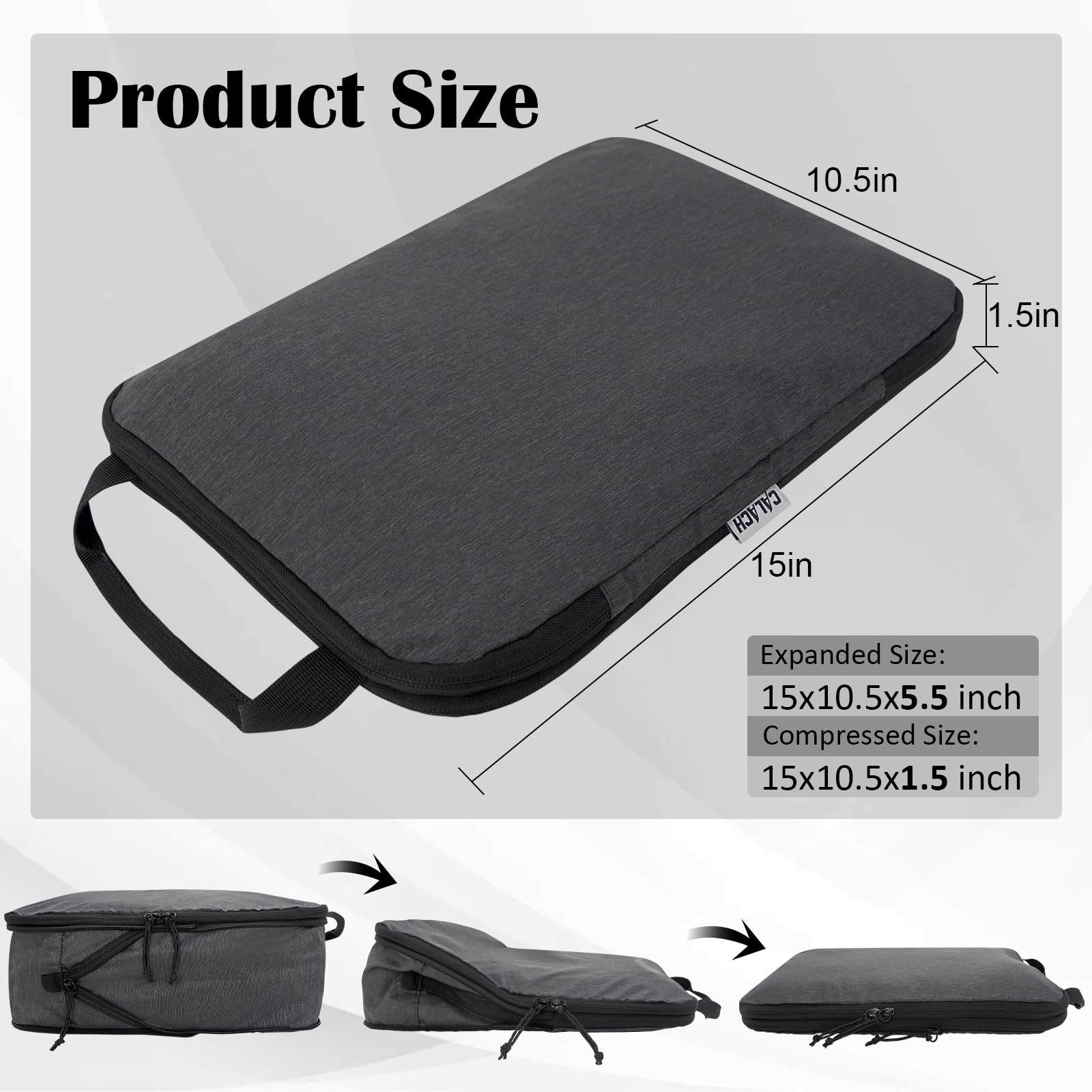 2 Set Compression Bags Travel Cubes for Packing Suitcase Organizer Bags Set Black HRS06