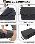 2 Set Extra Large Compression Packing Cubes for Travel Black HRS07