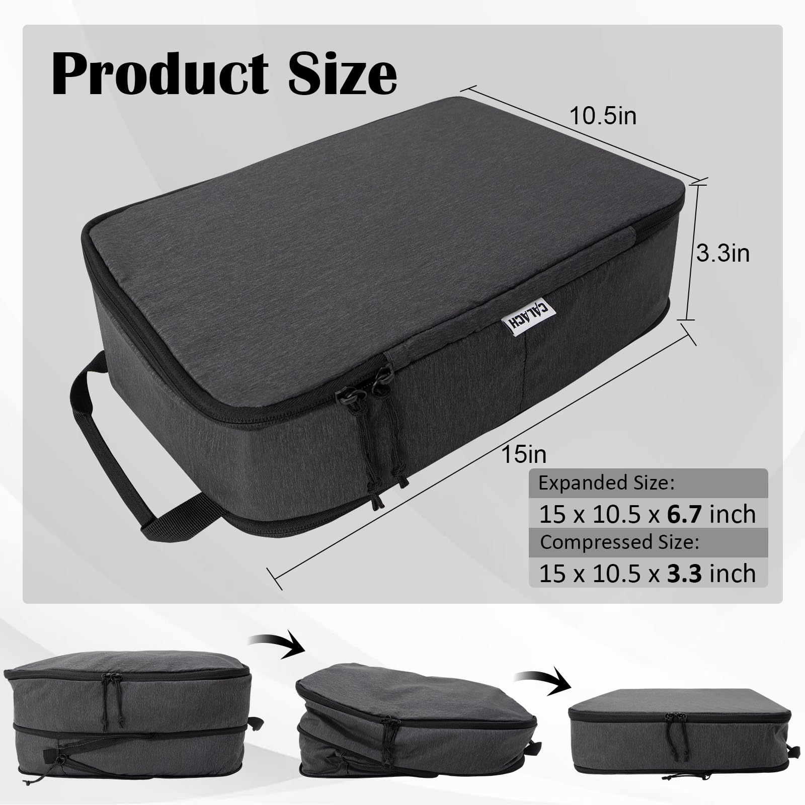 2 Set Extra Large Compression Packing Cubes for Travel Black HRS07