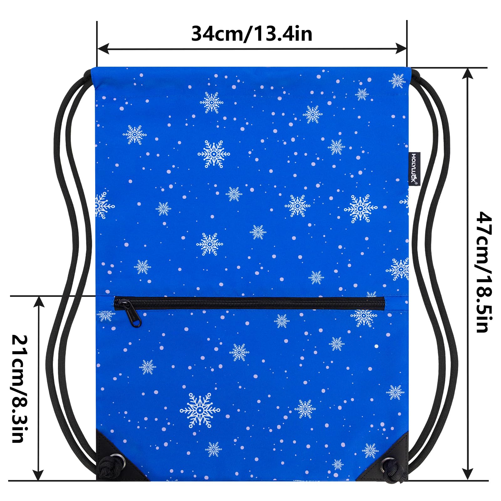 Holyluck Drawstring Backpack Bag Sport Gym Sackpack Blue Snow HLC001