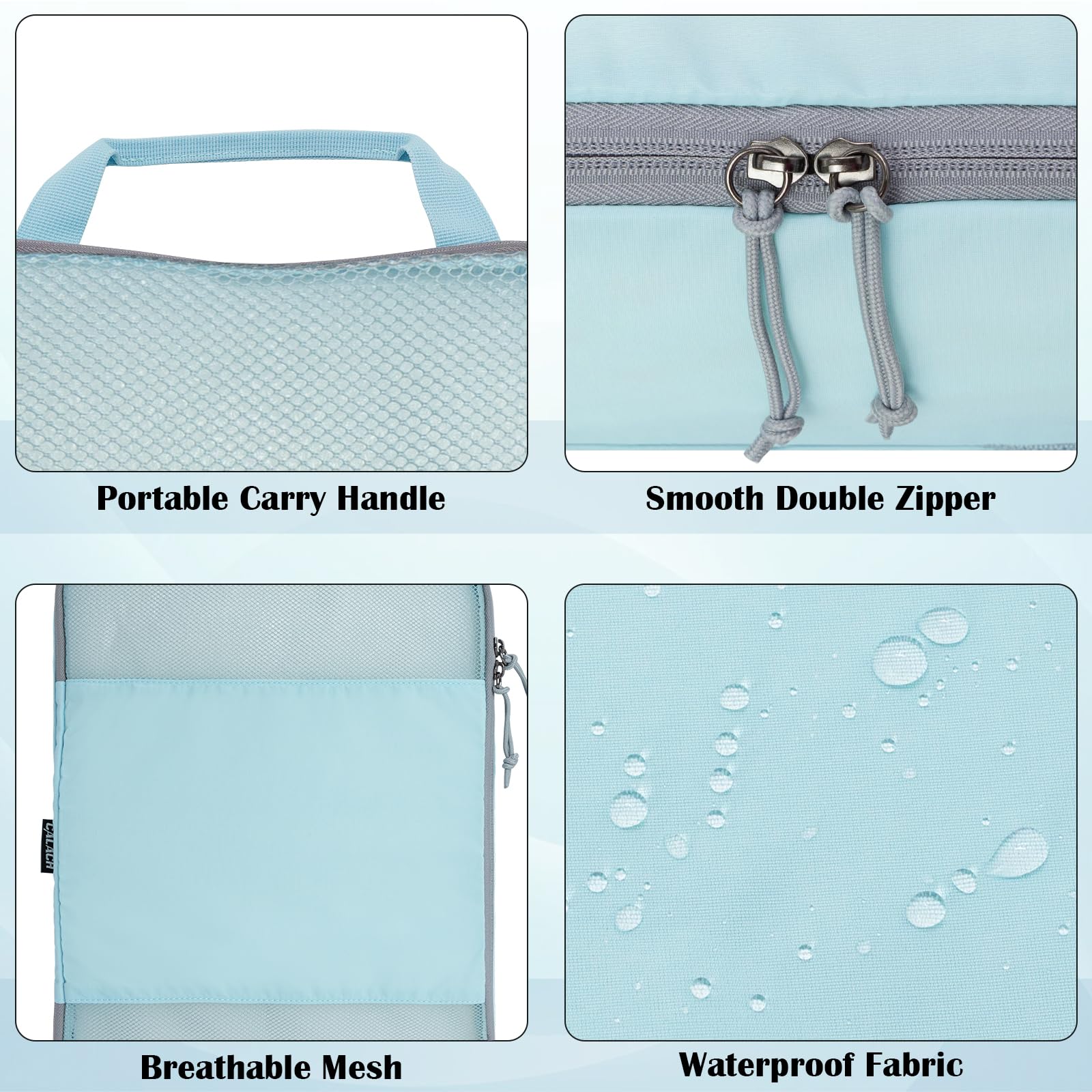 2 Set Expandable Compression Bags for Travel Packing Cubes for Suitcase Luggage Blue Mesh HRS14