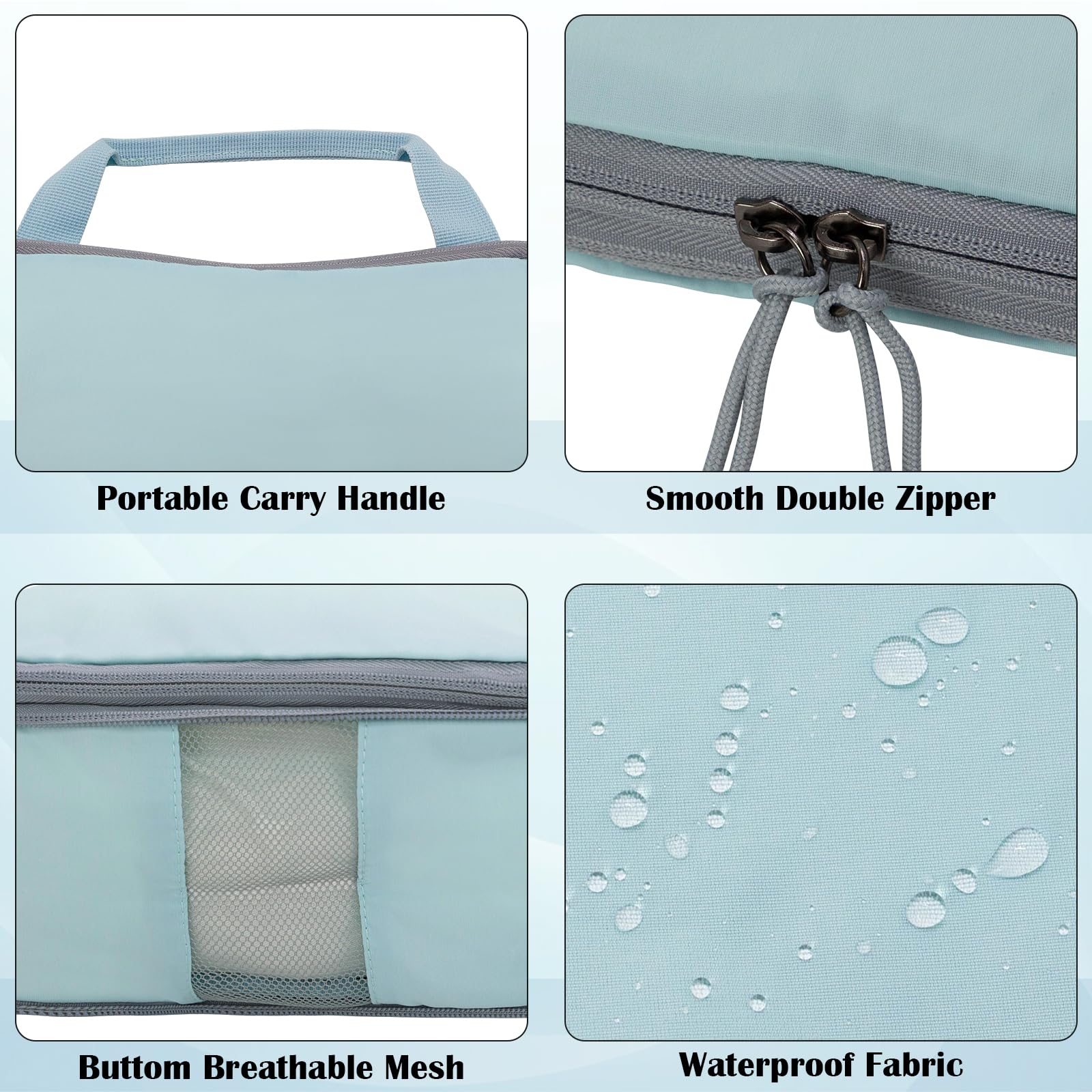 2 Set Compression Bags Travel Cubes for Packing Suitcase Organizer Bags Set Blue HRS06