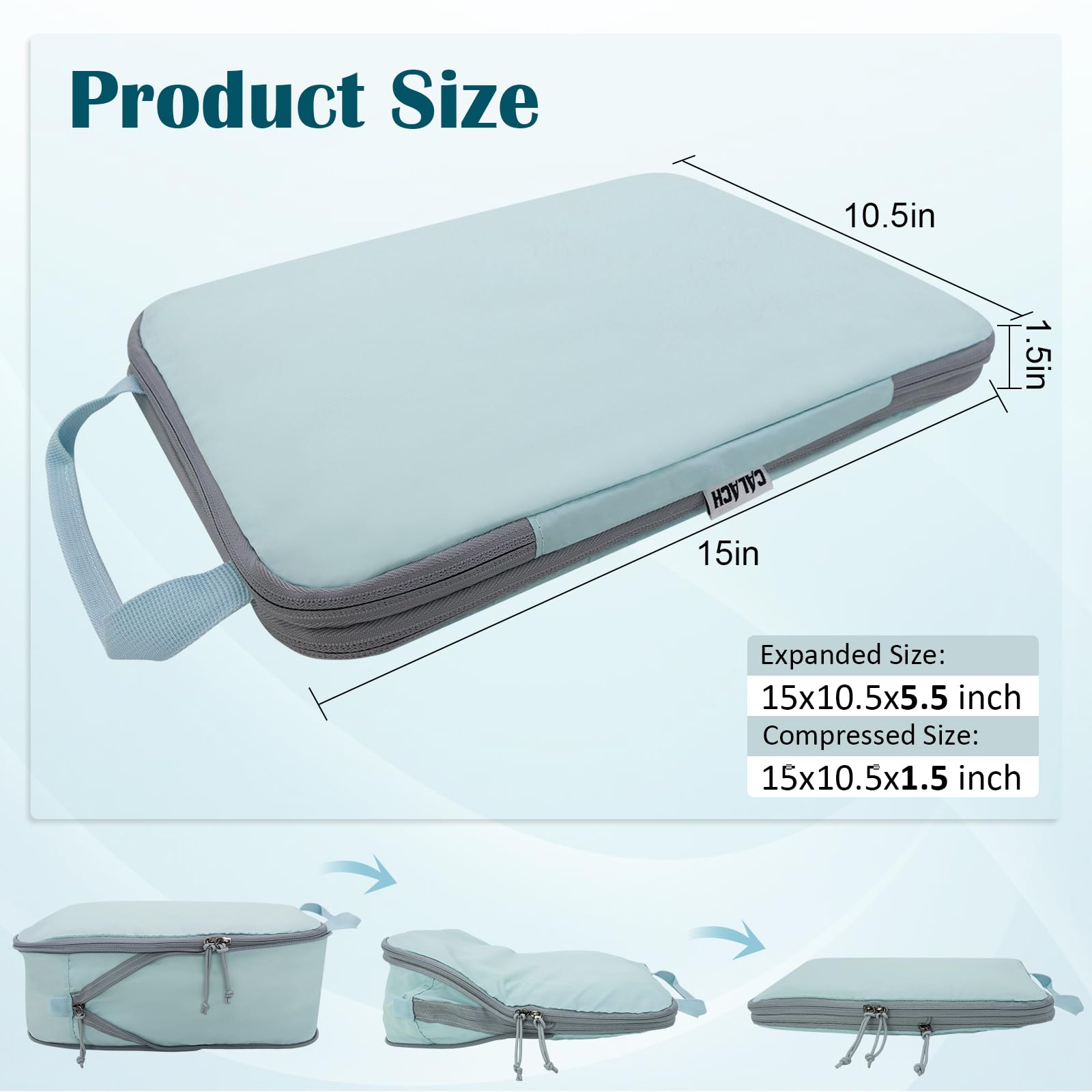 2 Set Compression Bags Travel Cubes for Packing Suitcase Organizer Bags Set Blue HRS06
