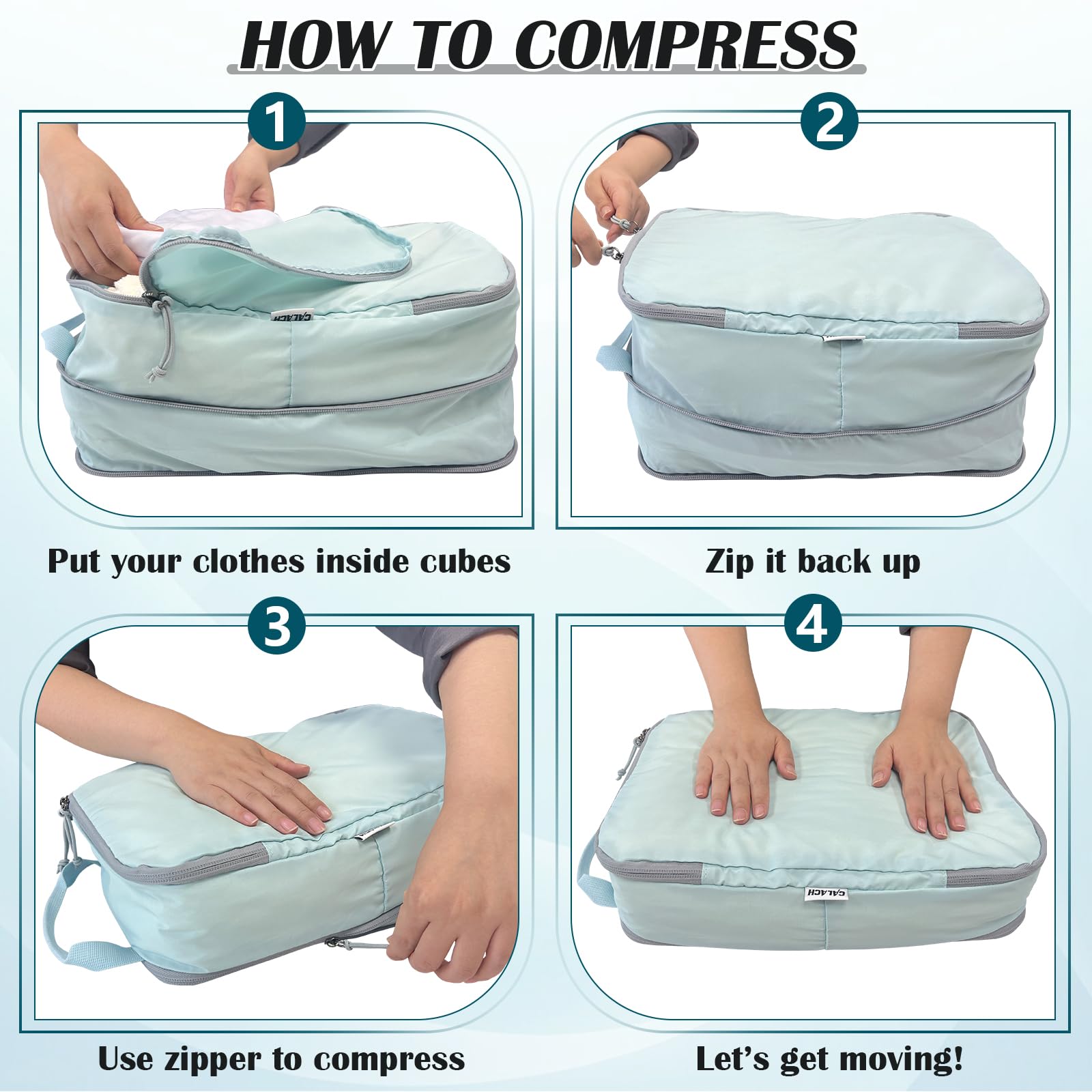 2 Set Extra Large Compression Packing Cubes for Travel Blue HRS07