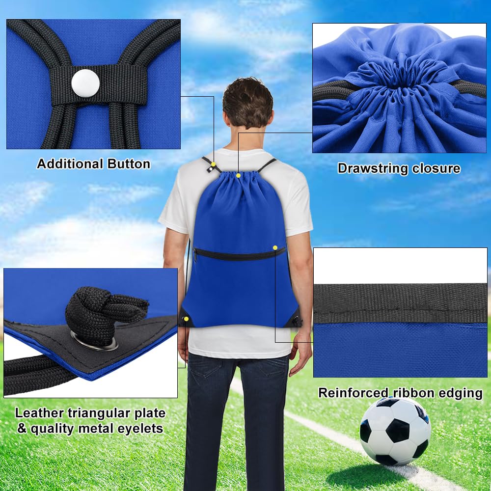 CALACH Large Gym Sports String Backpack Bright Royal HLC004
