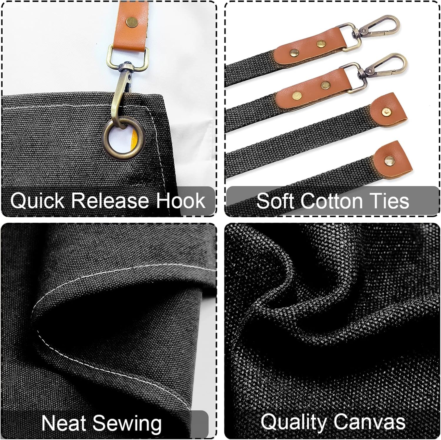 Kitchen Chef Apron 6 Pockets Black HLC062