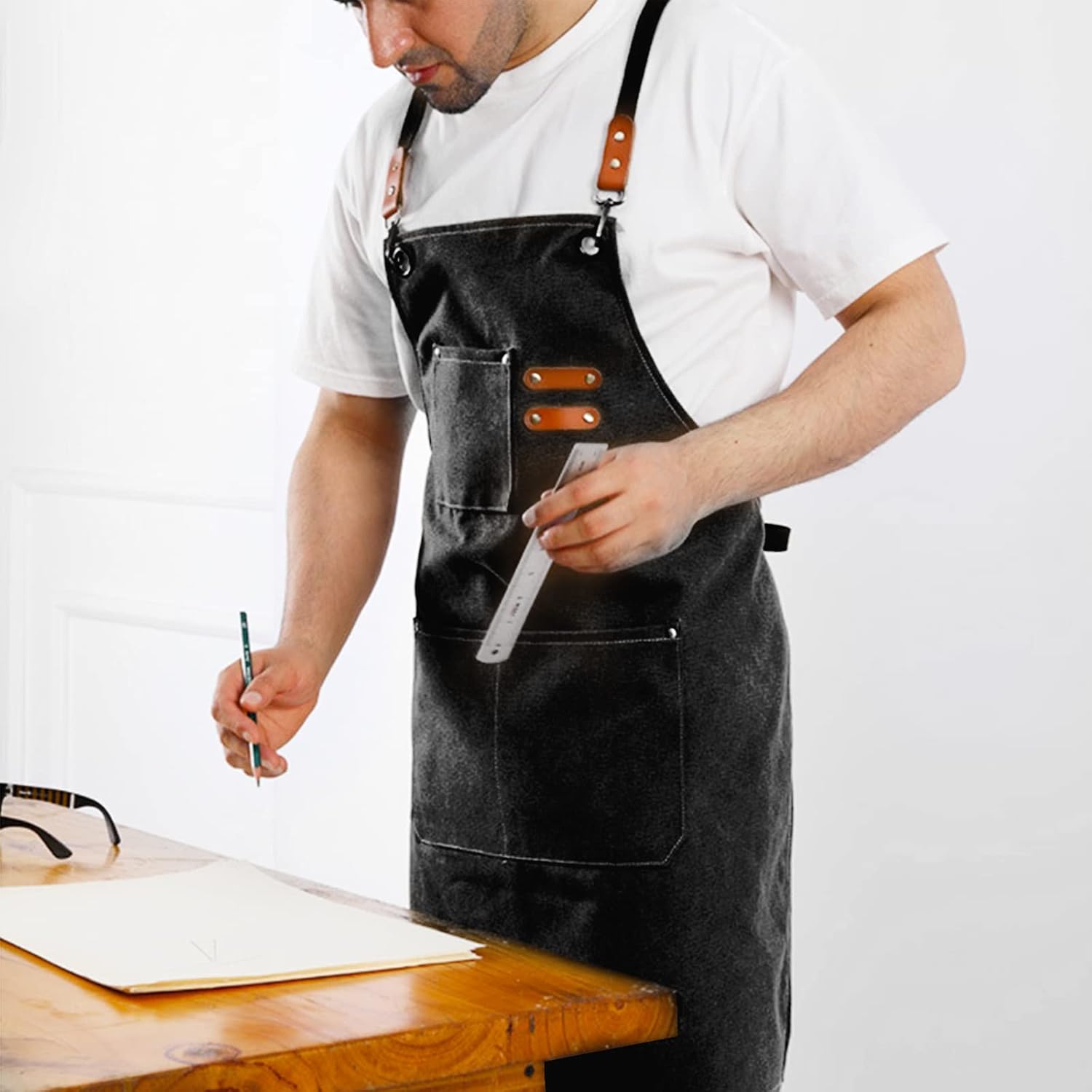 Kitchen Chef Apron 6 Pockets Black HLC062