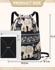 Drawstring Backpack Sports Gym Bag With Multi Pockets Elephant HLC049