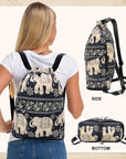 Drawstring Backpack Sports Gym Bag With Multi Pockets Elephant HLC049