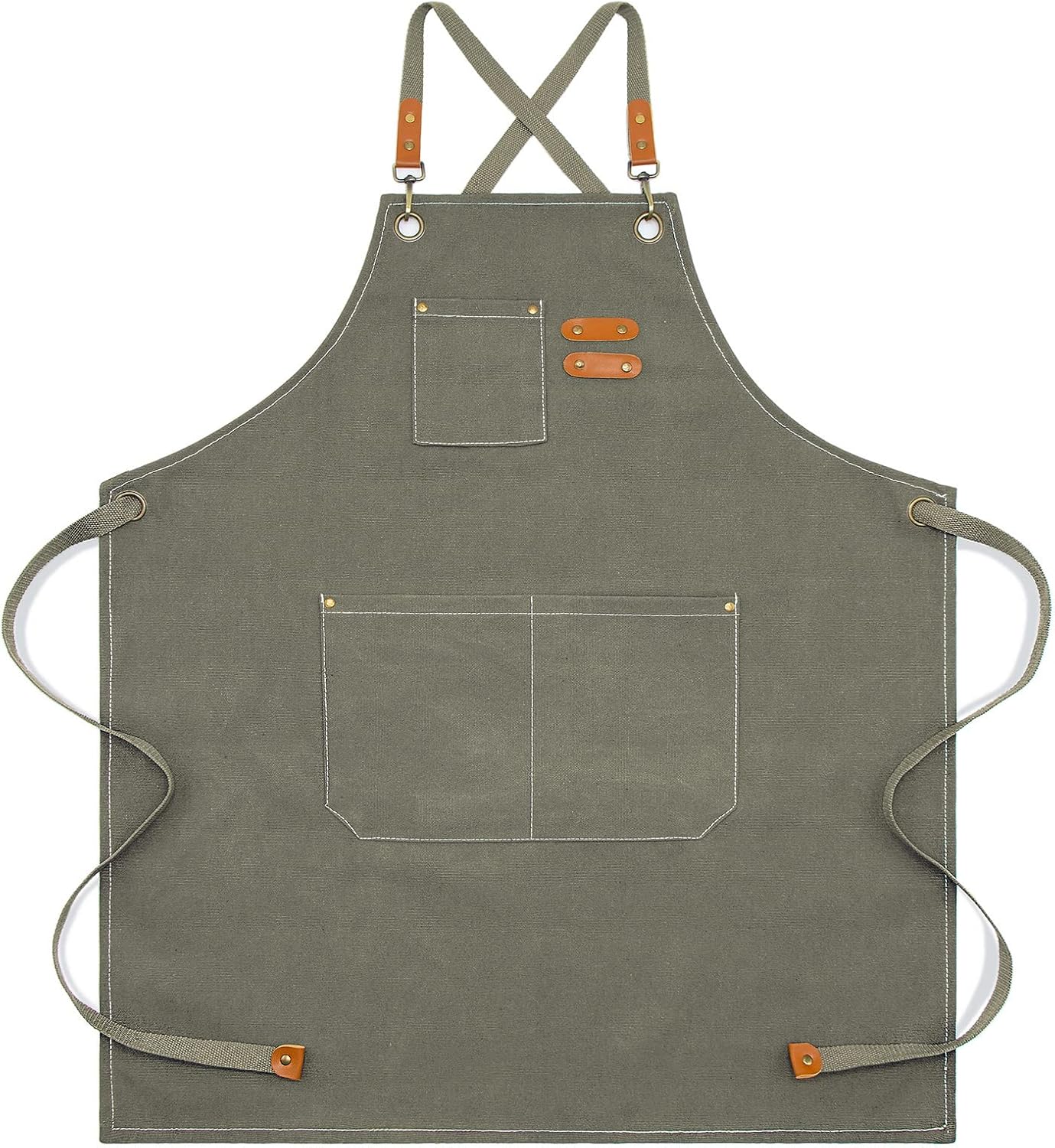 Kitchen Chef Apron 6 Pockets Gray green HLC062