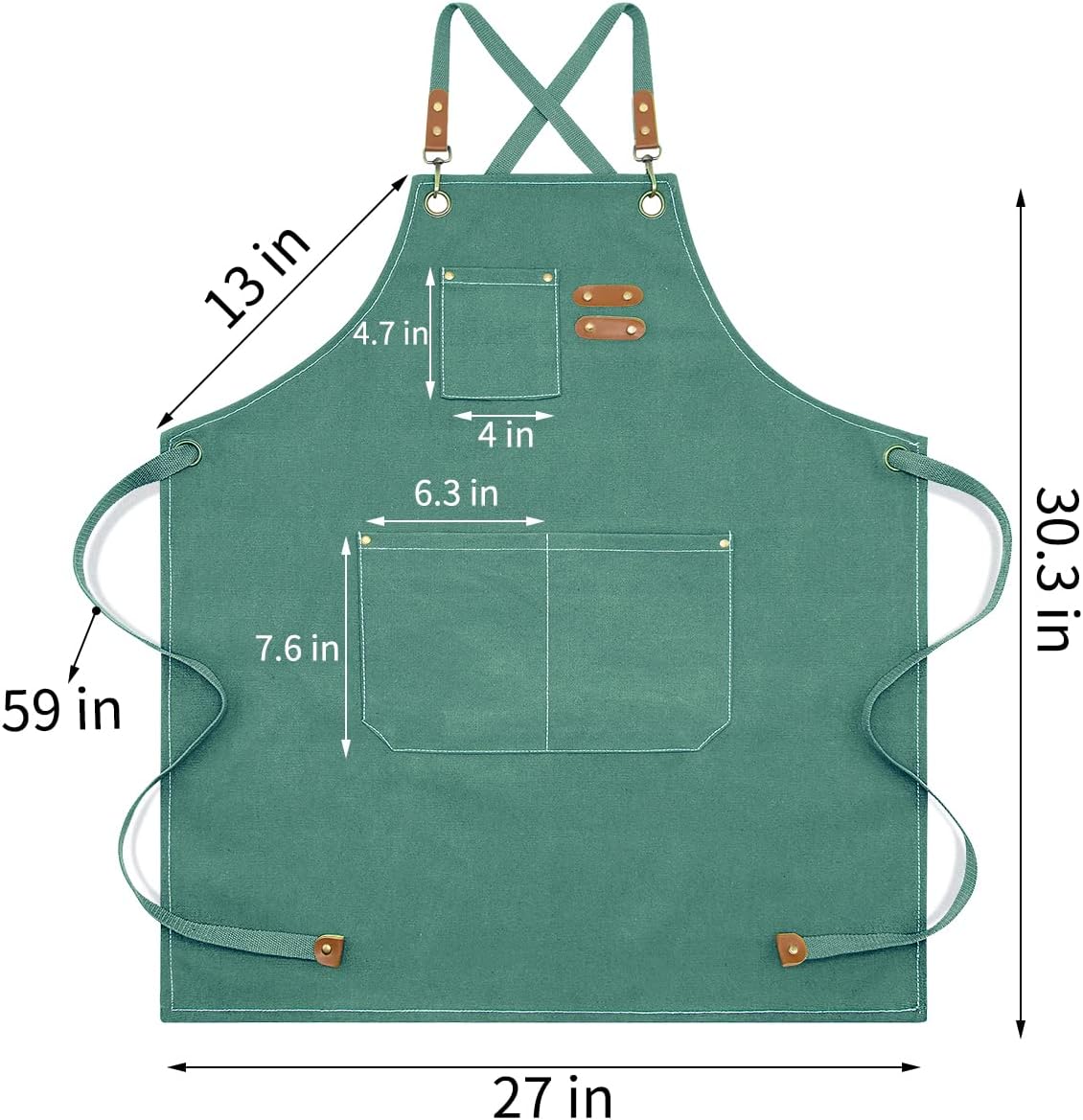 Kitchen Chef Apron 6 Pockets Green HLC062