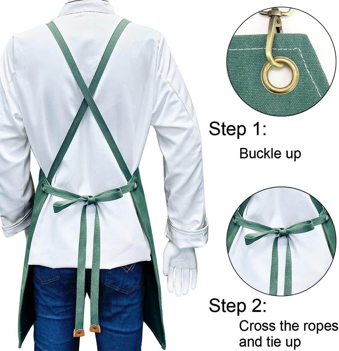 Kitchen Chef Apron 6 Pockets Green HLC062
