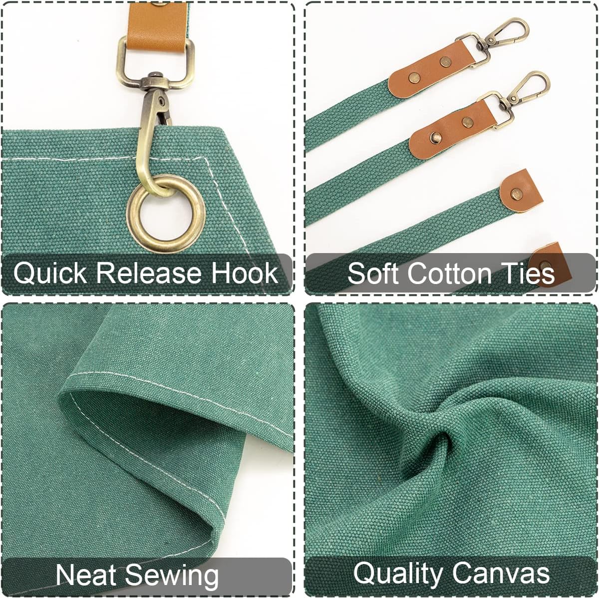 Kitchen Chef Apron 6 Pockets Green HLC062