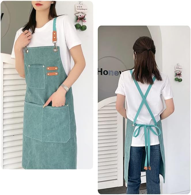 Kitchen Chef Apron 6 Pockets Green HLC062