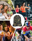 2PCS Drawstring Bags Bulk, String Backpack Bright Green Camo HRS10