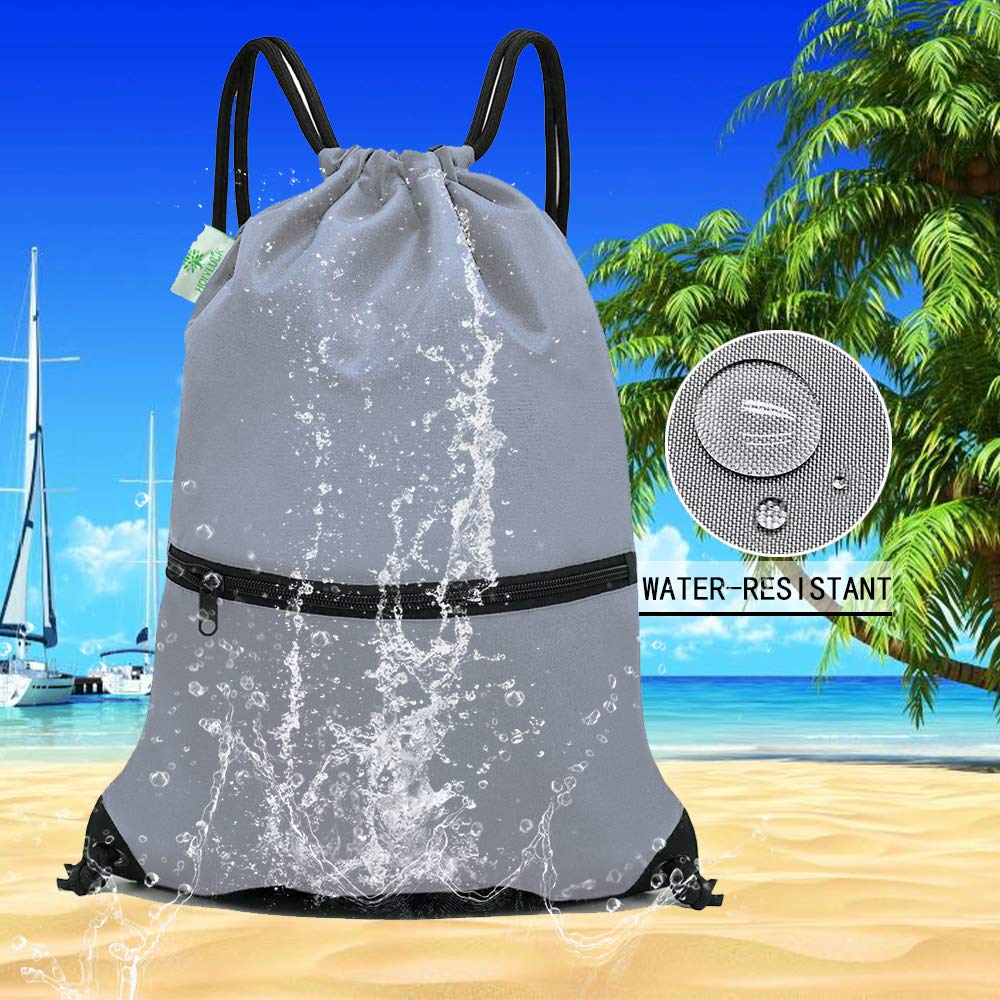 HOLYLUCK Drawstring Backpack Bag Sport Gym Sackpack Grey HLC001