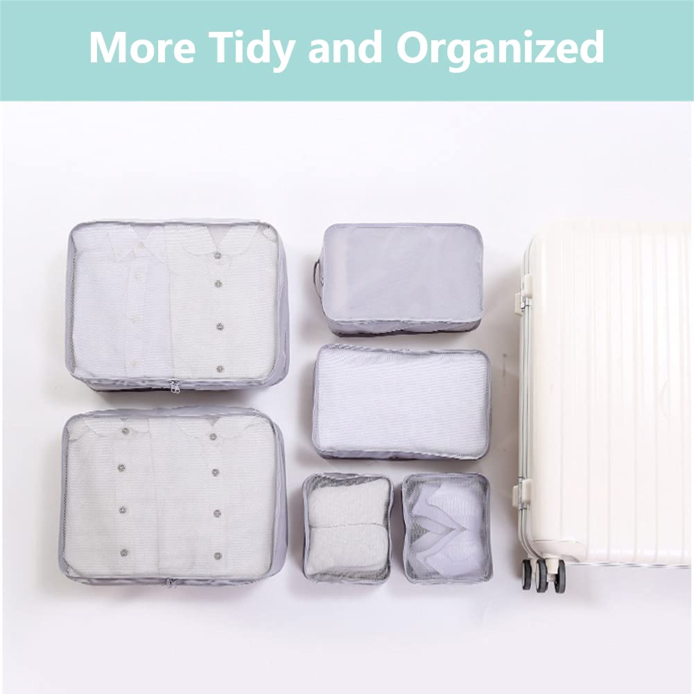 6 Set Travel Packing cubes luggage Organizer Waterproof Shoe Bag Grey HLC019